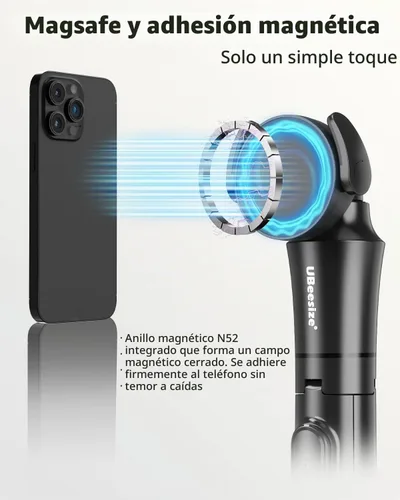 Vista 2 de UBeesize Trípode magnético de 72 pulgadas para iPhone con control remoto, soporte extensible para teléfono celular, compatible con MagSafe, trípode