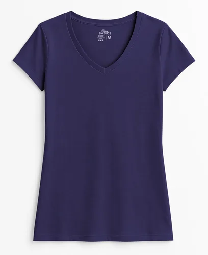 Vista 2 de Sexy Basics Camisetas de algodón elástico con cuello en V para mujer Camisetas básicas casuales y activas de manga corta Paquetes múltiples