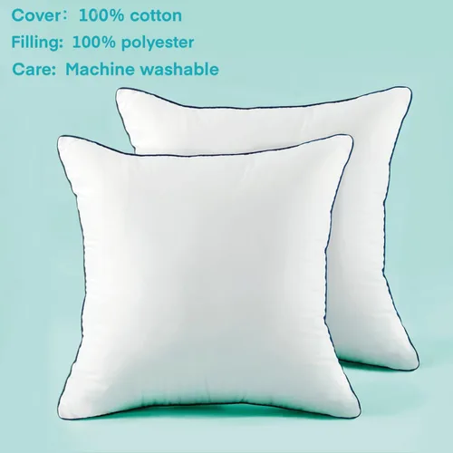 Vista 3 de Juego de 2 rellenos de almohada de 20 x 20 pulgadas, funda de 100% algodón, cojines decorativos cuadrados para sofá, silla o cama