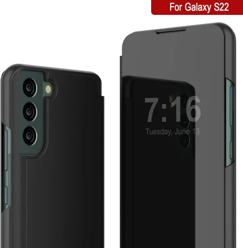 Vista 2 de Punkcase S22 Reflector Funda protectora con tapa con espejo translúcido resistente a los arañazos y parte trasera de piel sintética antideslizante