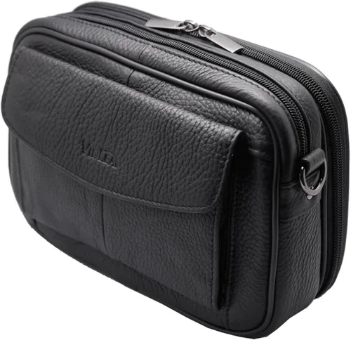 Vista 4 de Vidlea Bolso bandolera de cuero genuino para hombre, bolso de mensajero, organizador de chequera