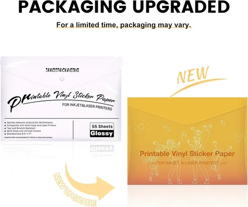 Vista 2 de Papel adhesivo de vinilo imprimible – Vinilo impermeable para impresora láser y inyección de tinta 15 hojas autoadhesivas – Blanco mate