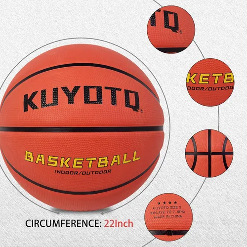 Vista 8 de KUYOTQ Kids Toddler Youth Adult Size 3/4/5/6/7 Basketball 22/25.5/27.5/28.5/29.5" Thickened Rubber or Faux Leather Indoor Outdoor Basketball for