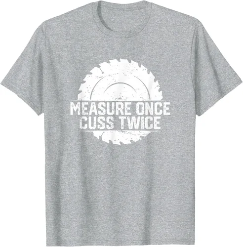 Vista 33 de Measure Once Cuss Twice, divertida camiseta de regalo para carpintería, Negro, S
