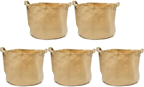 Vista 13 de 247Garden Paquete de 5 Macetas/Bolsas de Cultivo de Tela de Aireación de 1 Galón para Plantas con Asas (260 GSM, Negro, 6H x 7D)