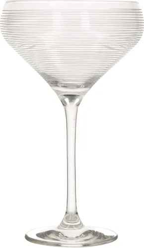 Vista 3 de Mikasa Platillos de champán Cheers, copas de champán retro de cristal, diseño plateado, 13.5 fl oz, juego de 4
