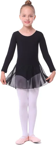 Vista 2 de Leotardos de manga larga con falda de ballet, vestidos de baile, traje de tutú para niñas pequeñas