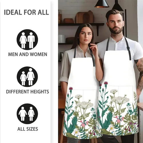 Vista 5 de Delantal, delantal con cuello ajustable para mujer, adecuado para el hogar, cocina, delantal de cocina
