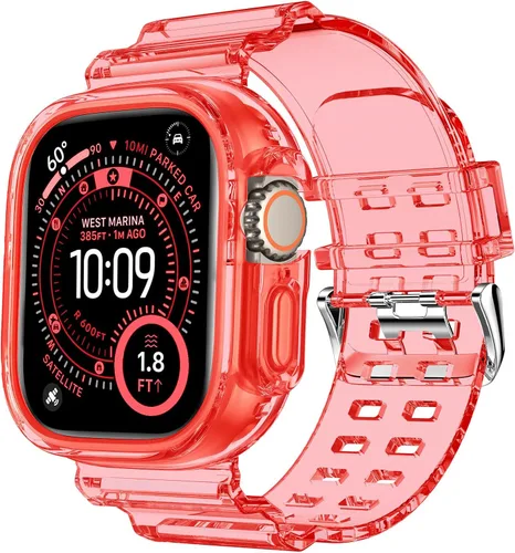 Vista 33 de DABAOZA - Correa transparente compatible con Apple Watch de 1.772 in y 1.732 in, con purpurina transparente Women Men,Glitter Bling TPU