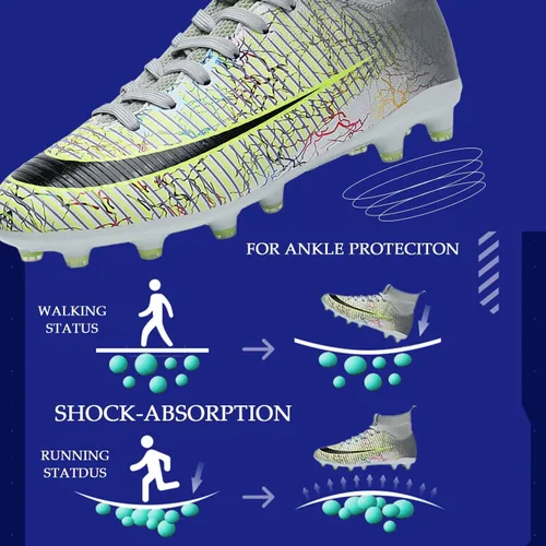 Vista 4 de HESBITEUL Zapatos de fútbol cómodos para hombre, para exteriores, interiores, para niños, para estudiantes de fútbol, zapatos deportivos de alta