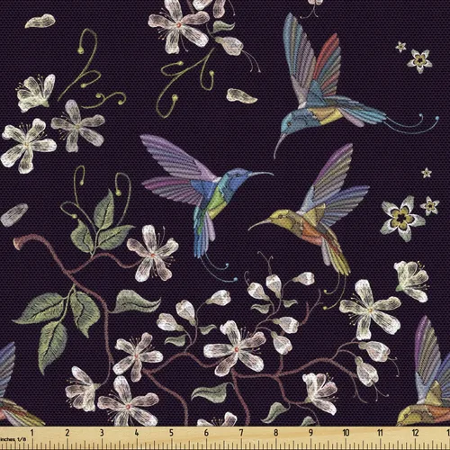 Vista 13 de Ambesonne The Yard - Tela de gato con temática de bosque, diseño de animales en barcos, diseño creativo náutico de vida silvestre, tela decorativa