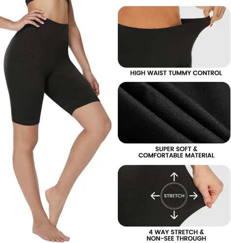 Vista 2 de GAYHAY Pantalones cortos de ciclismo para mujer, diseño suaves de tiro alto y con control de abdomen para yoga, correr, entrenamiento y deportes