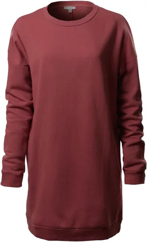 Vista 21 de MixMatchy Sudadera casual de forro polar con cuello en V para mujer, manga larga, túnica para otoño e invierno Negro (cuello redondo)