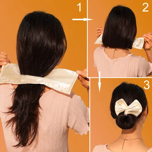 Vista 2 de 3 pinzas para el cabello de alambre para peinados rápidos de moño y moño, bandas grandes de tela, bandas para el pelo de dona, moños para mujeres