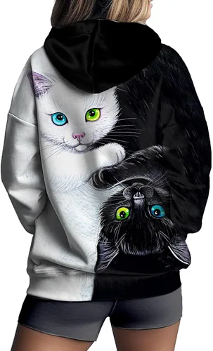 Vista 2 de Sudaderas con capucha y cremallera frontal para mujer, con estampado a cuadros, chaquetas de otoño de manga larga, ropa casual con cordón