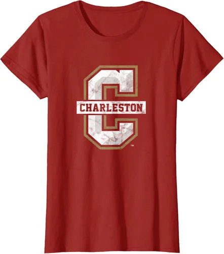 Vista 5 de College of Charleston Cougars Camiseta de primaria envejecida, Rojo