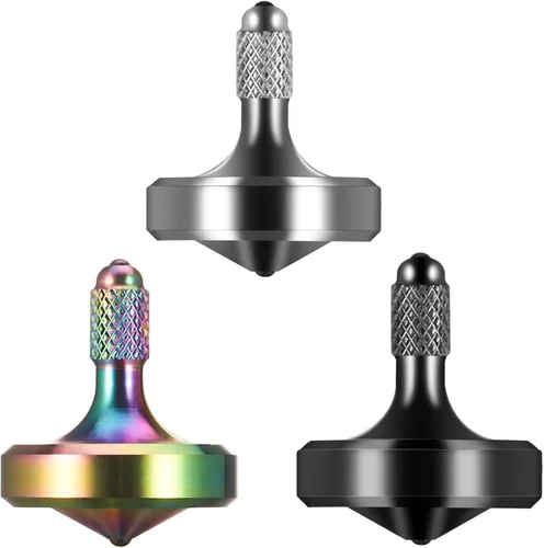 Vista 9 de Exquisita parte superior giratoria de metal, juguete para ansiedad de acero inoxidable muy bien mecanizado, equilibrio perfecto durante más de 9
