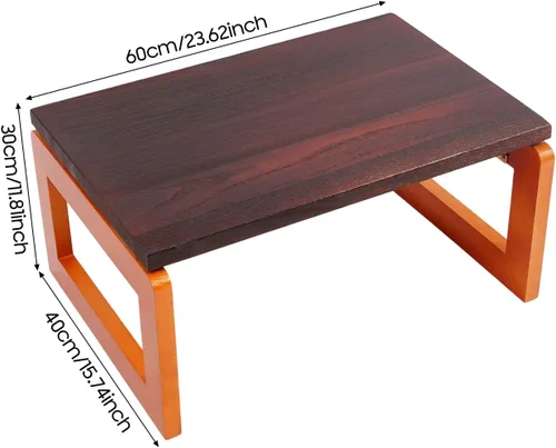 Vista 2 de DYRABREST Mesa de centro plegable, mesa de picnic baja portátil de madera, mesa plegable de té y aperitivos para desayuno, mesa de café plegable