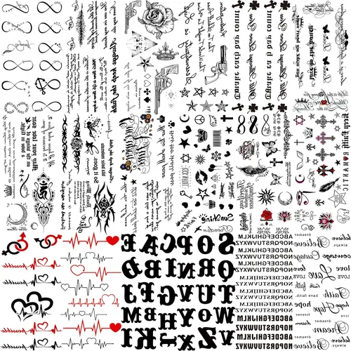 Vista 17 de 49 hojas de tatuajes temporales tribales negros para mujeres, hombres, adultos, brazo, cuerpo, de larga duración, lobo maorí, tigre, león, guerrero