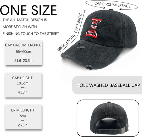 Vista 3 de BAVARIANS Eat The Rich Trucker Hat America Hat AllBlack Mens Hats Gifts for Her Cool Hats