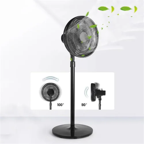 Vista 2 de Ventilador de pie oscilante solar, ventilador móvil recargable de 15600 mAh con panel solar, altura ajustable, ventiladores solares para el hogar