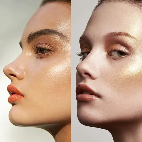 Vista 2 de Paleta de maquillaje iluminador, paleta de contorno brillante en polvo para iluminar el contorno de la cara, maquillaje dorado con reflejos