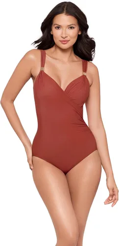 Vista 28 de Miraclesuit Traje de baño de una pieza con brasier con aros y control de abdomen para mujer
