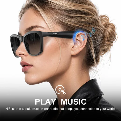 Vista 4 de Gafas Bluetooth BluKaSa, protección UV, batería de larga duración, carga USB C Bluetooth Sunglasses, Smart Glasses, Polarized Lenses,Bluetooth