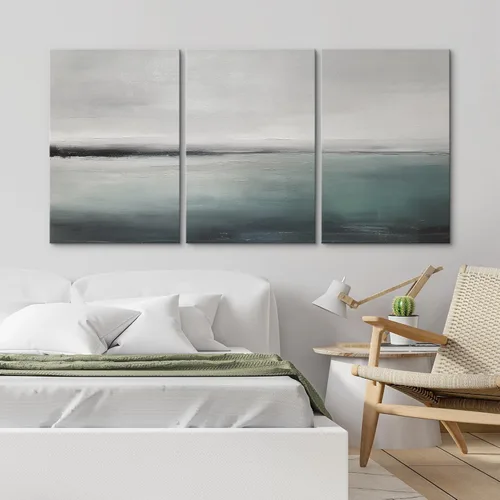 Vista 369 de wall26 Lienzo enmarcado para pared, juego de arte de acuarela pastel, paisaje rural, ilustraciones con formas abstractas, arte moderno, decorativo