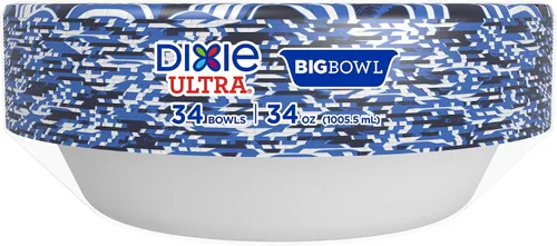 Vista 6 de Dixie Ultra Cuencos de papel extra grandes, 34 onzas, 34 unidades, compostables, aptos para microondas, cuencos desechables para comidas pesadas