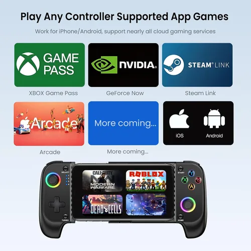 Vista 2 de AXYBCOOL Wireless Mobile Controller for iPhone & Android - Hall Effect Joystick, No Drift - Compatible with Xbox Game Pass, Steam Link, Call of