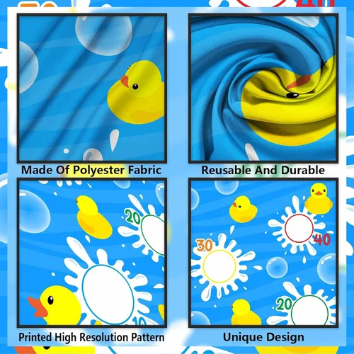 Vista 3 de Cartel de dibujos animados de juegos de lanzamiento de patos amarillos, telón de fondo, decoración temática de animales, decoración para interiores