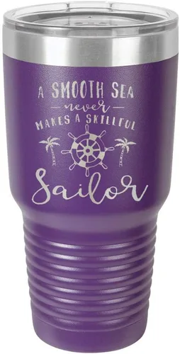 Vista 19 de Un mar suave nunca hace un sillón hábil grabado de 325 ml vaso de acero con recubrimiento de polvo grabado por láser taza de viaje de camello polar