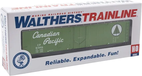 Vista 5 de Walthers Trainline Boxcar con puerta enchufable de 50 pies con ruedas metálicas listo para funcionar en el Pacífico canadiense