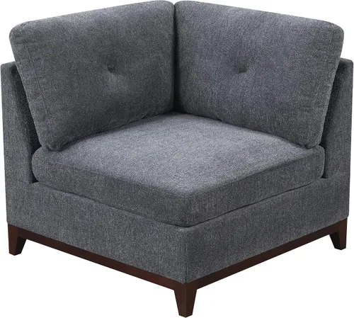 Vista 5 de Modular Sectional Sofa Set 6pc L Shaped Couch with Corner Wedges, Armless Chair and Ottoman, Chenille Fabric Tufted Back Living Room I- 6 Seat