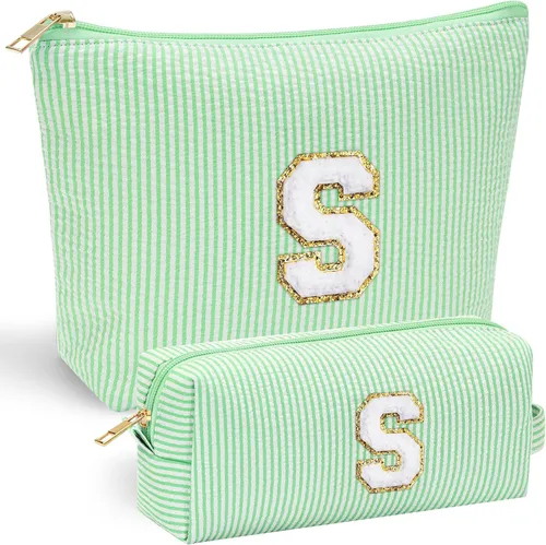 Vista 137 de YOOLIFE Regalos del Día de la Madre para Mujeres, Bolsa de Maquillaje con Iniciales, Bolsa de Maquillaje para Viaje, Bolsa de Maquillaje Negro