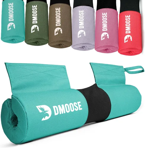 Vista 8 de DMoose Fitness Barbell Pad for Hip Thrust, Squat & Lunges - Non-Slip Thick Foam Cushion for Neck and Back Support with Two Straps - Hip Thrust Pad