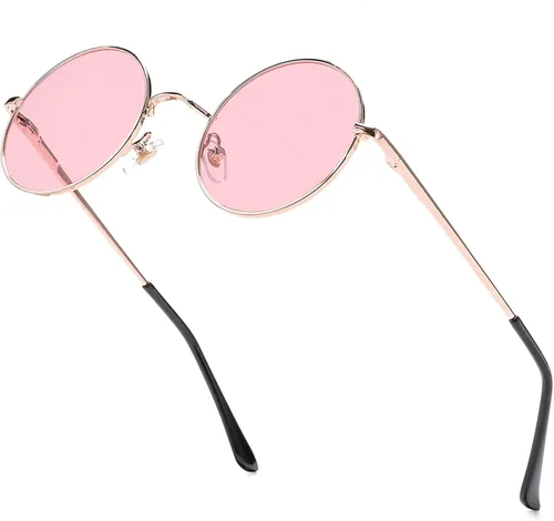 Vista 8 de Gafas de sol polarizadas redondas pequeñas para mujeres y hombres, gafas de negro/gris