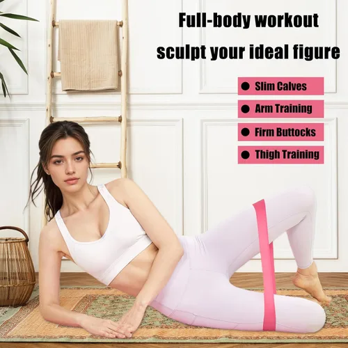 Vista 4 de Paquete de 5 bandas de resistencia, bandas de bucle para entrenamiento, bandas de entrenamiento de fitness elásticas para yoga, pilates y fuerza