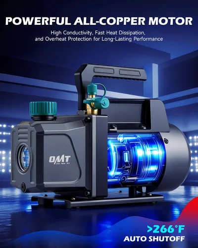 Vista 3 de Orion Motor Tech - Bomba de vacío de AC y juego de medidores, bomba de vacío de 1/3 hp, kit de manómetro de 4.5 cfm con detector de fugas, 4
