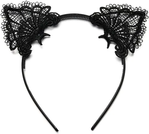 Vista 5 de Máscara de mujer gato y gargantilla negra transparente; máscara sexy