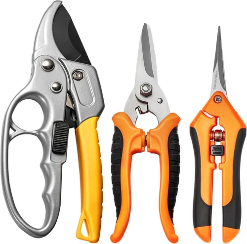 Vista 9 de GROWNEER 1 paquete de tijeras de podar de 6.5 pulgadas, tijeras de podar de mano para jardinería, tijeras de jardinería con cuchillas rectas