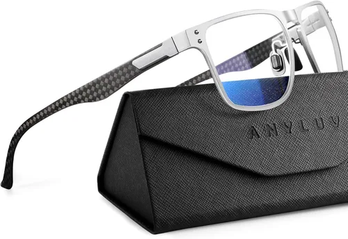 Vista 31 de ANYLUV Blue Light Glasses Men, Carbon Fiber Working Blue Light Blocking Glasses Relieve Eyestrain for Men Women
