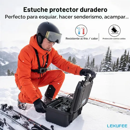 Vista 5 de Lekufee Funda rígida impermeable para DJI Osmo Action 6, Osmo Action 5 Pro/4/3, combo de aventura, combo estándar y más accesorios (solo funda)