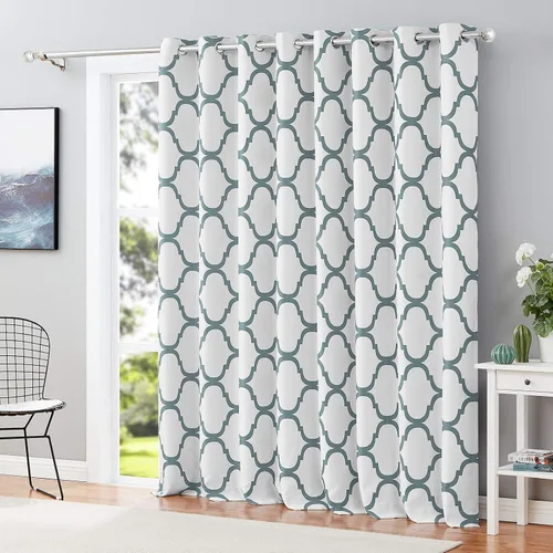 Vista 31 de Melodieux - Cortina opaca con aislamiento térmico y ojales, de estilo marroquí, 100 x 84 pulgadas, color gris (1 panel)