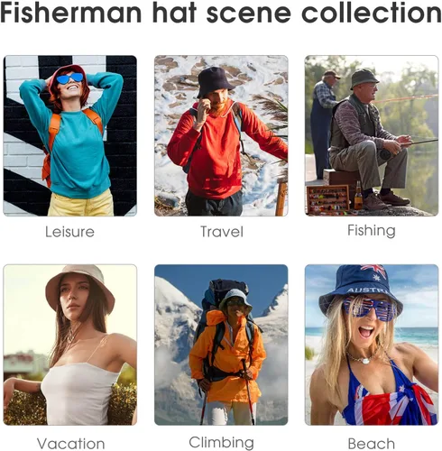Vista 7 de Sombreros de pescador personalizados para mujeres y hombres, diseño de tu propio texto, logotipo, imagen, foto, sombreros personalizados ajustables