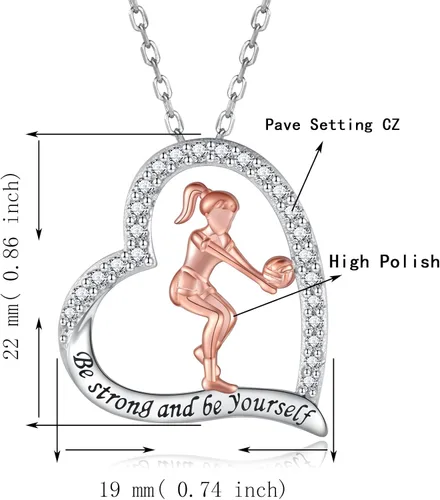 Vista 6 de Collar de voleibol, sóftbol, baloncesto, regalos para niñas, plata de ley 925, deporte, béisbol, mamá, jugador, joyería para mujeres, adolescentes