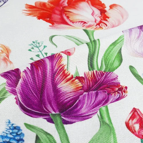 Vista 4 de Bonhause Juego de 4 fundas decorativas para cojín de 18 x 18 pulgadas con diseño de tulipanes y flores de jardín para exteriores, para patio, sofá