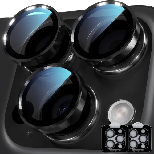 Vista 54 de YWXTW Diseñado para iPhone 14 Pro/iPhone 14 Pro Max Protector de Lente de Cámara Brillante, [Nuevo Diseño con Purpurina] Vidrio Templado de Metal