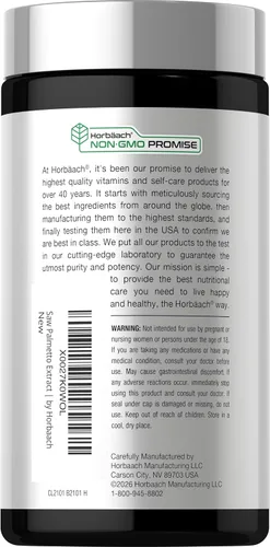 Vista 3 de Horbäach Extracto de Saw Palmetto 120 Cápsulas de Saw Palmetto Berries Fórmula sin OMG y sin gluten